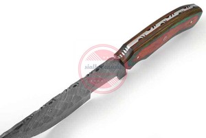 Hoja de acero de Damasco Cuchillos de caza para acampar al aire libre Cuchillo rastreador de calidad premium - Product Image 4