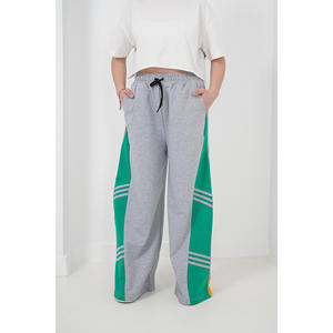 Girls' Double-Layered Flared Striped Jogger Pants with Long <b>Fabric</b> - Product Image 3