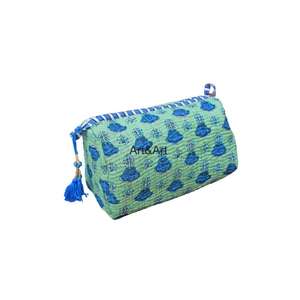 Ensemble de pochettes en coton indien fait à la main Étui à cosmétiques polyvalent pour le travail et les voyages Plusieurs compartiments et résistance à l'eau - Product Image 6