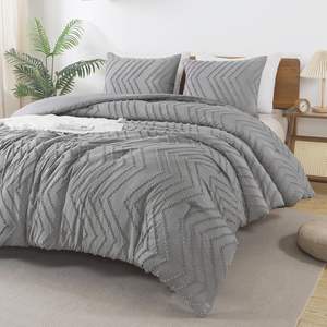 <b>Comforter</b> Medium Grey 3 Pieces Microfiber Lightweight <b>Comforter</b> Set, Bedding <b>Comforter</b> Sets for Queen King Size <b>Bed</b> Set - Product Image 3