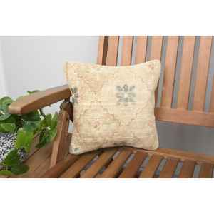 Diseño rústico 12x12 pulgadas Beige lana Kantha Patchwork almohada tejida Vintage bordado estampado Floral para piso de coche Navidad - Product Image 1