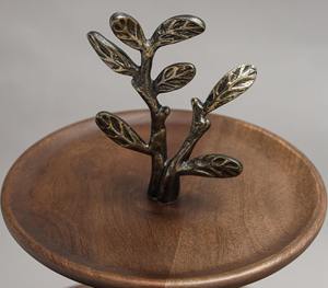 Soporte de Madera Vintage de 3 Niveles para Pasteles con Asa Superior de Hoja de Bronce en Forma de Rama de Árbol, Bandeja Rústica Escalonada para Frutas, Exhibidor de Repostería - Product Image 4