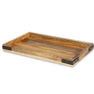 Plateau de service créatif en bois massif marron élégant pour la maison décorative hôtel restaurant bar ustensiles de cuisine décor de table fabriqué en Inde - Product Image 1