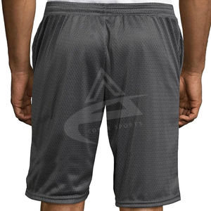 Pantalones cortos de gimnasio con logotipo personalizado para hombre, 100% poliéster, patrón sólido, malla de verano para correr/nadar/playa, pantalones cortos deportivos en blanco - Product Image 5