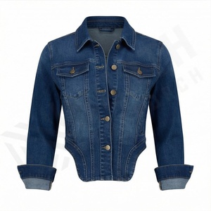 Women Clothing Korean Style Retro Pocket Ripped Denim Short Jacket Stylish Outerwear Casual Streetwear Top Customized Color - Product Image 1