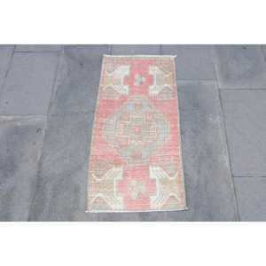 Tapis turc, 1,4 x 2,9 pieds, tapis oriental rouge en laine - Product Image 1