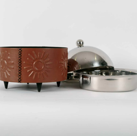 Plat de service isotherme écologique et durable au design bohème, diamètre 33 cm, avec couvercle en acier inoxydable pour sauces et plats chauds