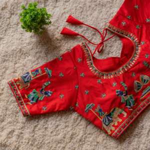 Camicetta da sposa imbottita cucita bellissimo lavoro ricamato ritocco con sequenza sari maniche blusa abiti da sposa sadi seta - Product Image 2