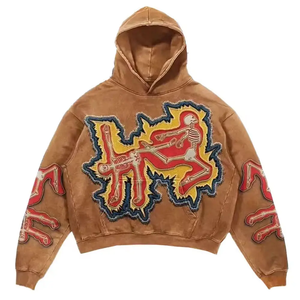 Sweat à capuche en polaire personnalisé en détresse surdimensionné Boxy Fit hiver hommes évacuation de l'humidité respirant écologique Street Wear 2025 - Product Image 3