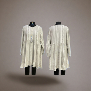 Kurta de algodón Vintage moderno para mujer, ropa informal de verano bordada a mano, proveedor mayorista de confianza con cintura Natural - Product Image 1