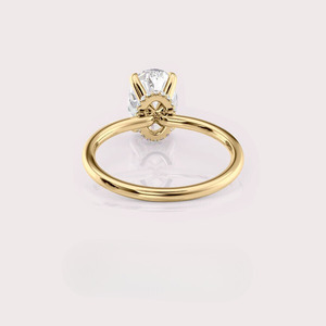 Bague en diamant ovale cultivé en laboratoire certifié IGI, élégante, or jaune 18 carats - Product Image 4