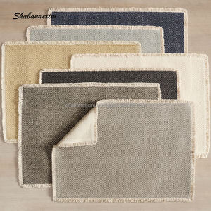 Prêt à expédier napperon rectangle à franges en coton fait à la main tapis de table à manger décoratif avec un design différent - Product Image 2