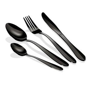 Juego de Cubiertos Negro Mate al por Mayor, Juego de Cubiertos de Acero Inoxidable con Tenedor, Cuchillo y Cuchara Negros para Restaurantes, Fiestas y Familias - Product Image 2