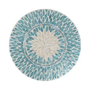 Best Selling Aqua Color Mother of Pearl Inlay Charger Plate/ Platemat Low MOQ for Dining Table Accessories Wholesale - Product Image 1