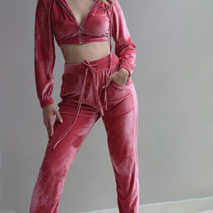 Ensemble de survêtement en velours pour femmes, vêtements d'hiver délavés, ensemble deux pièces de haute qualité avec logo, survêtement taille normale, meilleur prix - Product Image 5