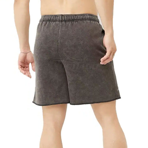 Shorts décontractés pour hommes, design personnalisé OEM, 2025, effet délavé, 100% coton, vintage, brodés, couleur unie, nouvelle arrivée - Product Image 3