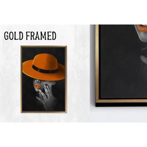 Toile murale élégante imprimée abstraite noire et orange, 1P Goldframedcanvas - Product Image 1