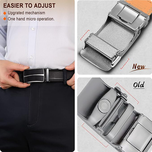 Ceintures en cuir véritable de haute qualité avec boucle à cliquet Nouvelles ceintures élégantes OEM pour hommes aux prix de gros Logo personnalisé - Product Image 5