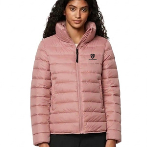 Chaqueta acolchada ligera rosa para mujer, cuello alto, con cremallera, abrigo informal para damas. - Product Image 5