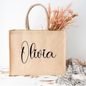 Bolsa de yute de alta calidad ecológica colorida impresa personalizada bolsa de compras reutilizable papel de regalo Natural para boda promocional - Product Image 4