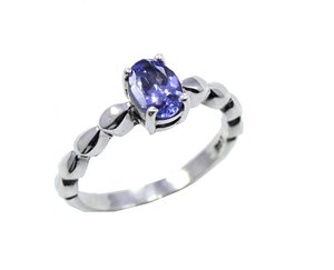 Bague fine élégante et élégante en argent sterling 925 avec lunette en tanzanite naturelle plaquée rhodium pour les fêtes et les occasions - Product Image 1