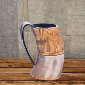 Tasse à bière en corne de buffle biologique fabriquée à la main-Artisan-Designs d'animaux tribaux de forme naturelle sculptée (écologique) - Product Image 4