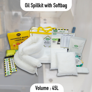 Kit anti-déversement d'hydrocarbures écologique de 45 litres avec sac souple, système de nettoyage et de confinement industriel portable (100 % polypropylène) - Product Image 2
