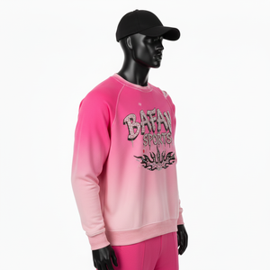 Sweat-shirt pour homme en coton molletonné dégradé rose, toucher doux, strass, transfert thermique, logo personnalisé, sweat-shirt basique pour homme - Product Image 5