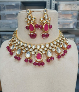 Conjunto de Collar Kundan de Primera Calidad, Estilo Minimalista, Joyería Tradicional India, Arte Meenakari en la Parte Posterior, Personalización de Color Disponible - Product Image 1