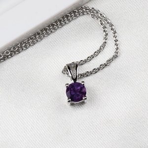 เครื่องประดับจี้พลอยอเมทิสต์สำหรับผู้หญิงเครื่องประดับเงินสไตล์ Boho 925สเตอร์ลิงสร้อยคอแฮนด์เมดสำหรับเป็นของขวัญ - Product Image 2