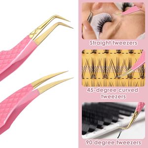 Pinzas para Pestañas con Punta de Precisión, Bañadas en Oro Rosa, para Extensiones de Pestañas Postizas, Herramienta para Pestañas con Punta de Fibra Suave - Product Image 3