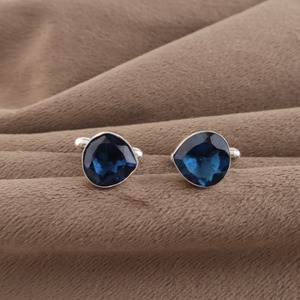 Designer Handcrafted Natural London Blue Topaz Gemstone Cufflinks Set in 925 <b>Sterling</b> <b>Silver</b> Luxury Unisex Gift Jewelry - Product Image 2