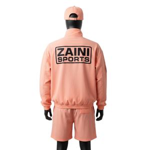 Ensemble coupe-vent pour homme, tissu polyester de haute qualité, respirant, couleur pêche, logo imprimé à chaud personnalisé, ensemble coupe-vent grande taille - Product Image 2