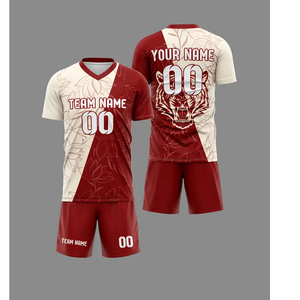 Ensemble maillot et short de football pour hommes personnalisé en gros-Personnalisez avec votre nom et numéro, polyester respirant - Product Image 3