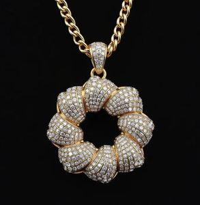 Estilo Hip Hop Moissanite Donut Circle Colgante Collar Iced Gold Plated 925 Sterling Silver Declaración Moda para hombres Aleación - Product Image 1