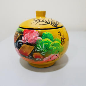 Pots en laque à couvercle peints à la main meilleur prix discount beau pot laqué violet avec couvercle - Product Image 6