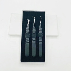 Pince à épiler diamantée en acier inoxydable de haute qualité 45 degrés 90 degrés pince à épiler noire pour l'extension de cils durable Durable - Product Image 2