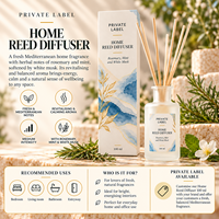 Diffuseur de parfum à bâtonnets Private Label Menthe Romarin & Musc Blanc 100ml |   Parfum d'ambiance méditerranéen frais |   Fabricant OEM Espagne