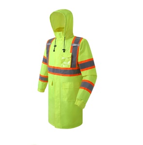 Logo personnalisable jaune fluorescent réfléchissant haute visibilité veste extérieure imperméable polyester longue pluie vêtements de travail gilet de sécurité maille - Product Image 1
