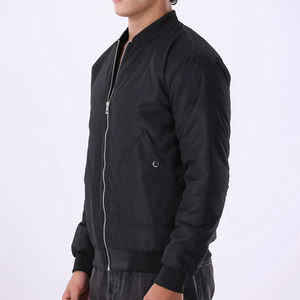 Chaqueta Bomber Negra Elegante para Hombre, Diseño Clásico con Cremallera Completa, Ligera, Informal, Estilo Urbano y Deportivo - Product Image 1