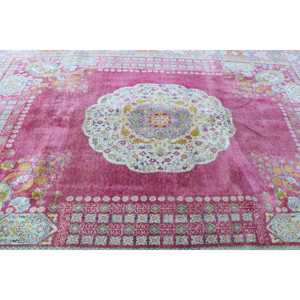 Turkish Rug 7.6x10.3 ft, <b>Red</b> Blue Floral <b>Wool</b> Vintage Rug - Product Image 5