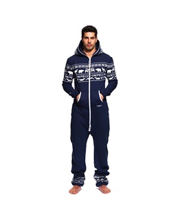 <b>Men's</b> <b>Fleece</b> Zip Style Breathable Soft Pajama <b>Onesie</b> Customizable Color & Design High Quality Modern Sleepwear - Product Image 4