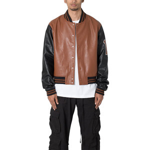 OEM Men's Varsity <b>Jacket</b> Stand Winter Clothes Custom Embroidered Logo Leather <b>Baseball</b> <b>Bomber</b> <b>Jacket</b> - Product Image 1