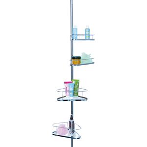 Étagère de douche télescopique en métal MSV avec 4 étagères de couleur argent 25,5 x 32,5 x 250 cm - Product Image 2