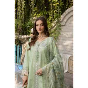 MEHMAL Mint Bliss Floral Embroidered <b>Linen</b> and Cotton <b>Top</b> Breathable Spring/Summer Dress with Lace Decoration-MBN-06 - Product Image 5