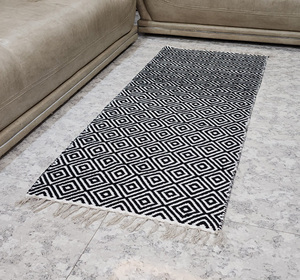 Tapis de table moderne géométrique artistique fait à la main en laine et coton Tapis de table à poils plats Technique Tapis lavables Tapis Maison Voiture Golf - Product Image 5