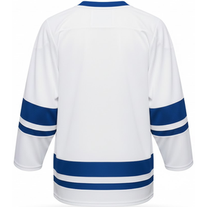 Jersey de Hockey sobre Hielo Sublimado Personalizado, Transpirable, con Nombre del Equipo, Número, Cierre con Cordones, Franja Azul, 100% Poliéster, Personalizable - Product Image 2