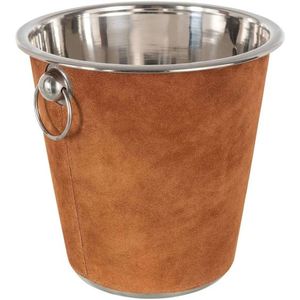 Acier inoxydable métal avec extérieur pur cuir recouvert seau refroidisseur de vin seau à glace meilleure vente - Product Image 1