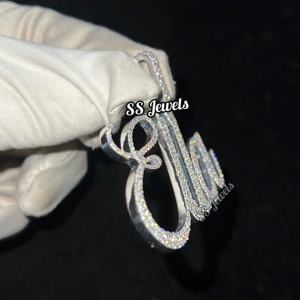Handmade Custom 925 <b>Silver</b> Moissanite Diamond Pendant <b>Real</b> VVS Diamond <b>Necklace</b> for Women Unique Gift - Product Image 4