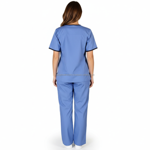 Conjunto de Uniforme Médico Unisex con Cuello en V, 100% Algodón Satinado, Personalizado OEM, con Múltiples Bolsillos, Detección de Agujas, Fusión sin Costuras, para Uso Hospitalario - Product Image 4